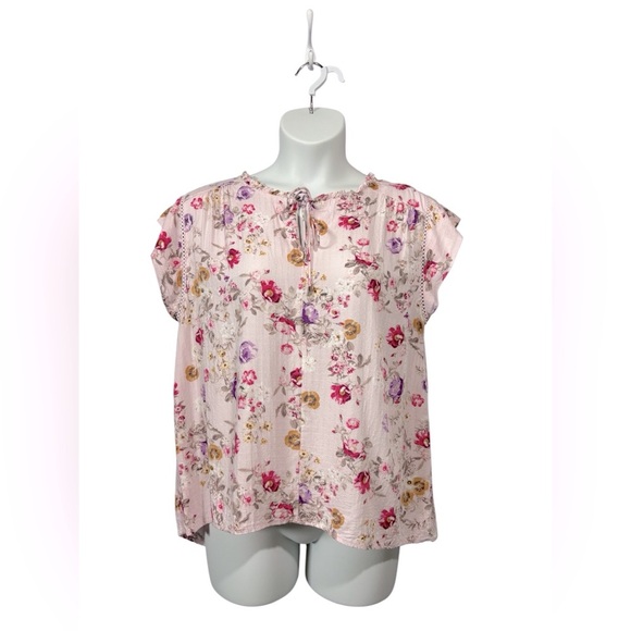 Buffalo David Bitton, Pink Floral Blouse, Size XL - Picture 6 of 10
